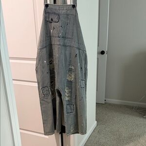 Stylish Women's Distressed Denim Overalls